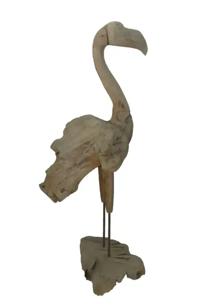 Artikelbild 1 des Artikels “Flamingo, hergestellt aus Teakholz-Wurzelstücken, ca. 1,10 mtr hoch. 2 Teile, Metallfüße. “