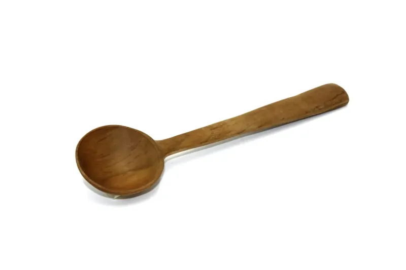 Runder Holzlöffel, aus Teakholz, 18 cm L 
