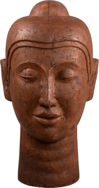 Buddha Kopf aus Terracotta. Farbe Rust. 80cm Hoch. 