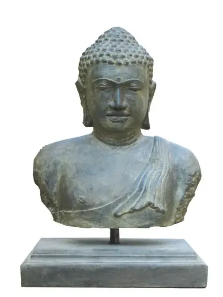Artikelbild 1 des Artikels “Buddha-Büste, Steinguss, ca. 65 cm, Antikfinish “