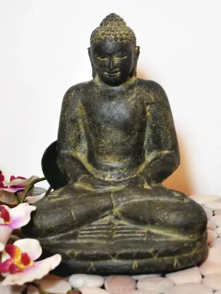 Buddha-Figur, sitzend, indisch 20 cm, Vollguss