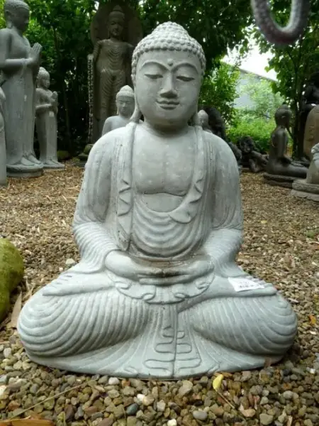 Artikelbild 1 des Artikels “Buddha-Figur, sitzend, japanisch, Steinguss, 52 cm H, grau “