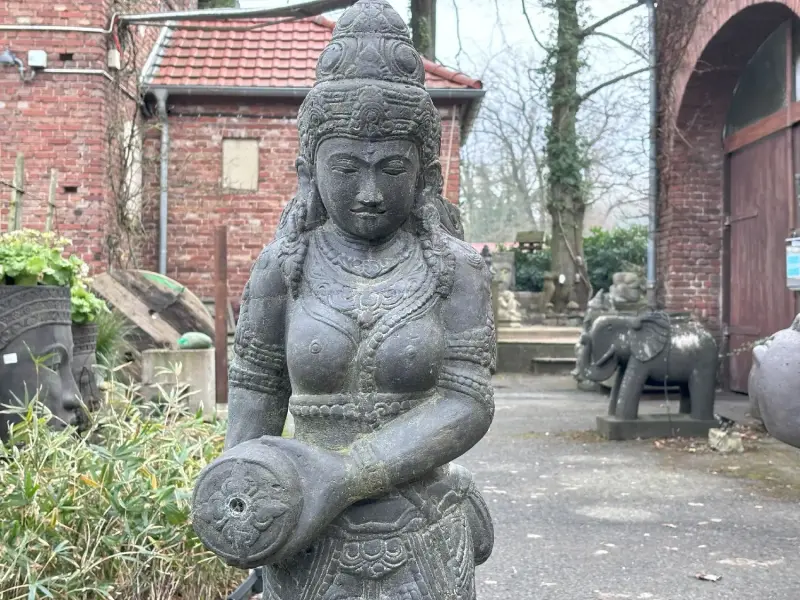 Product image 1 of the product “Standing Dewi Sri as a water feature, 123cm height, cast stone, handcrafted & coloured ”