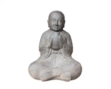 SALE – Sitzender Mönch aus Steinguss, ca. 60 cm H 