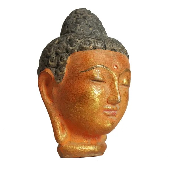 Buddha-Kopf, Steinguss, handbemalt, ca. 11 cm 