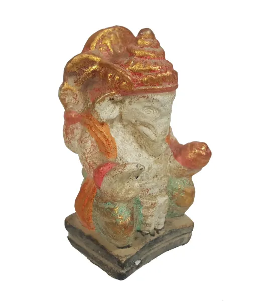 Sitzender Ganesha, Steinguss, handbemalt, ca. 8 cm 