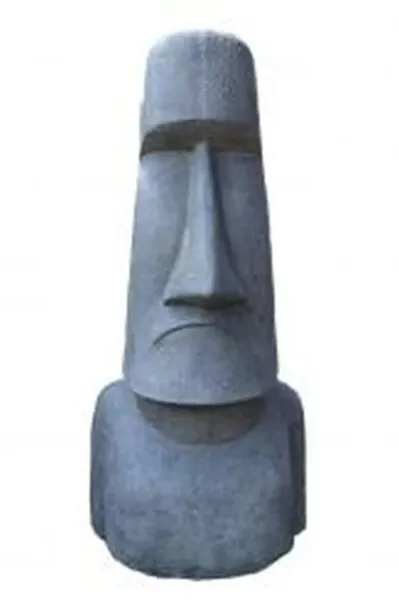 Moai-Kopf, 54x48x120cm, aus Stein gegossen, handbearbeitet und gefärbt in der Farbe Antik-Finish 
