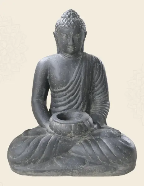 Artikelbild 1 des Artikels “Sitzender Buddha-Kerze, 51 cm hoch | Gussstein, handgefertigt und farbig “