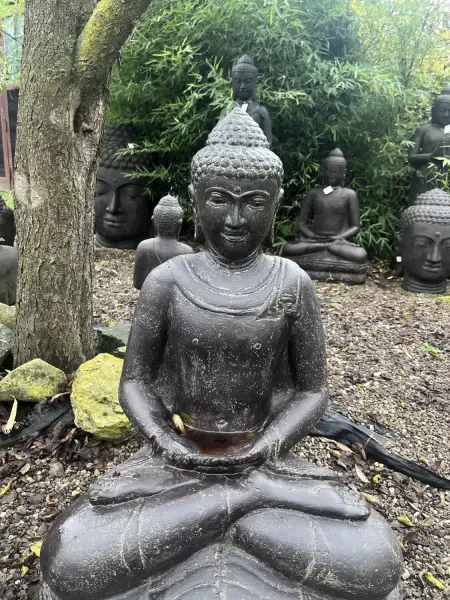 Product image 1 of the product “Sitting buddha, India, 80 cm height, cast stone, hollow, handcrafted & coloured ”