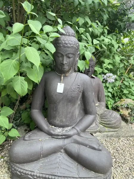 Product image 1 of the product “Sitting buddha, India, 100 cm height, cast stone, hollow, handcrafted & coloured ”