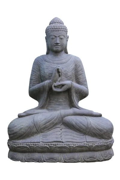 Buddha-Figur, sitzend, „Rad der Lehre“, indisch, 