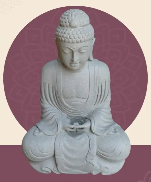 Artikelbild 1 des Artikels “Sitzender japanischer Buddha aus Flussstein in Dhyana-Stellung - Geste der Meditation, H. 121cm “