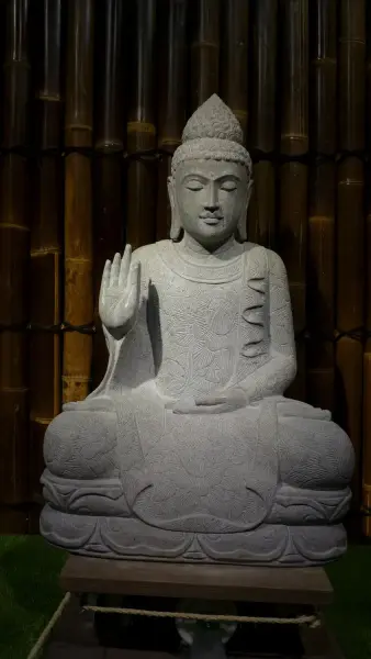 Product image 1 of the product “Sitting Buddha with floral pattern, ca. 100 cm H ”