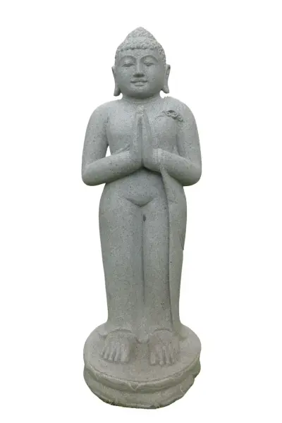 Artikelbild 1 des Artikels “Stehender Buddha aus Flussstein, Position Namaskara, H. 87cm. “