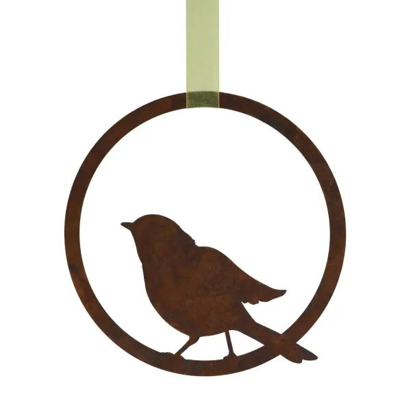Vogel im Ring, flugbereit, zum Hängen, Edelrost 