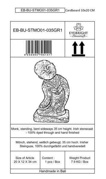 Artikelbild 10 des Artikels “Ling - Mönch, stehend, zur Seite gebeugt, 35 cm H | Steinguss “