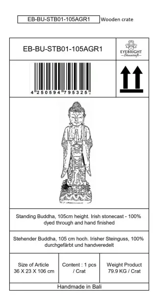 Artikelbild 11 des Artikels “Jagan - Stehender Buddha, 105 cm H | Steinguss “