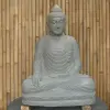 Product image 2 of the product “Seated Buddha made of Riverstone in Bhumisparsha - gesture of touching the earth, approx. 100cm height, natural ”
