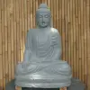Product image 2 of the product “Seated Buddha made of Riverstone in Bhumisparsha - gesture of touching the earth, approx. 102cm height, natural ”