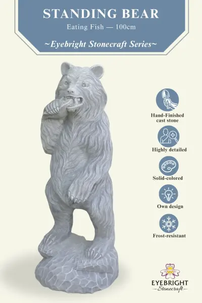 Artikelbild 2 des Artikels “Big bear eating fish, 100cm H | cast stone “