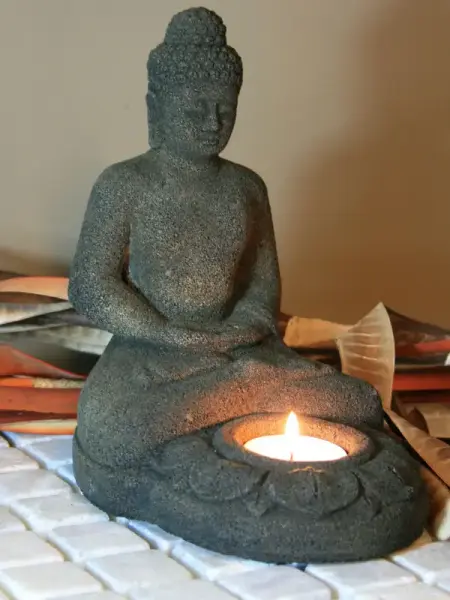 Product image 2 of the product “Seated Buddha with tealight, 18 cm H, olive ”