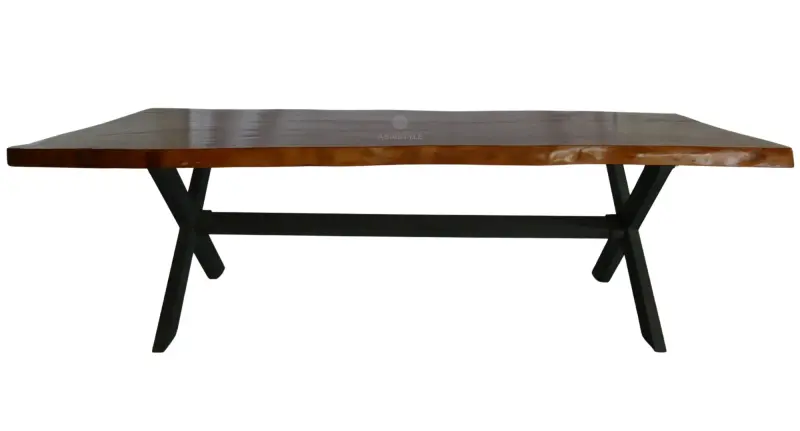 Artikelbild 2 des Artikels “Naturholz Tisch suar mit Metallbeinen, 280cm Länge, 120cm Breite, 83.5cm Höhe. Tischplatte 7cm dick “