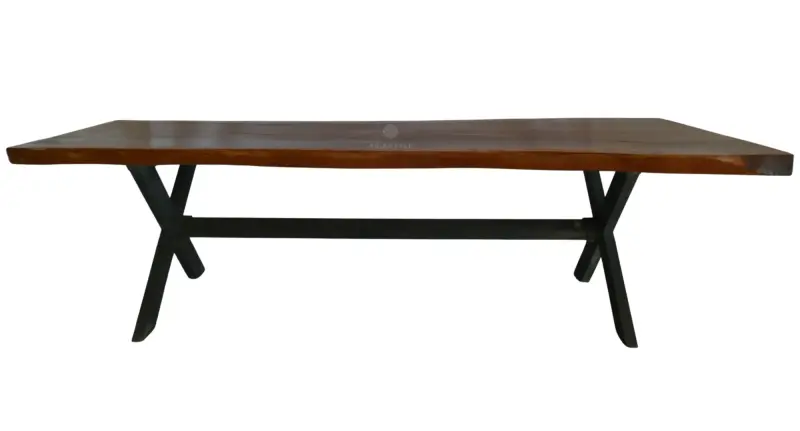 Artikelbild 2 des Artikels “Naturholztisch suar mit Metallbeinen X-style, 304cm Länge, 115cm Breite, 83,5cm Höhe. Tischplatte 7cm Dicke “