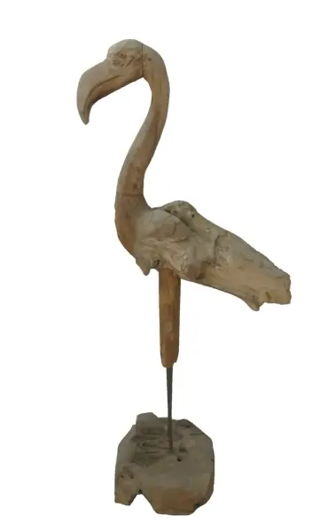 Artikelbild 2 des Artikels “Flamingo, hergestellt aus Teakholz-Wurzelstücken, ca. 1,10 mtr hoch. 2 Teile, Metallfüße. “