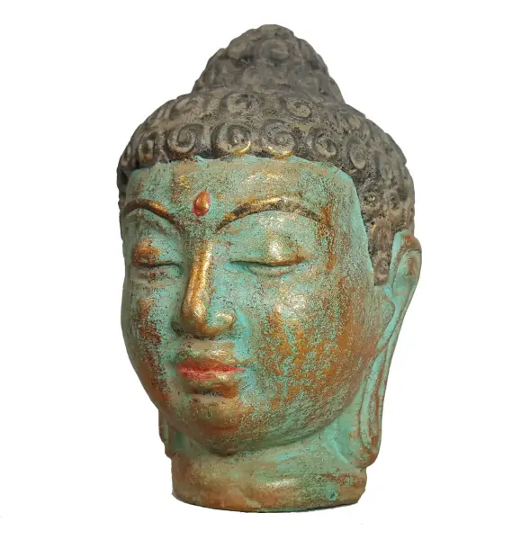 Artikelbild 2 des Artikels “Buddha-Kopf, Steinguss, handbemalt, ca. 12 cm “