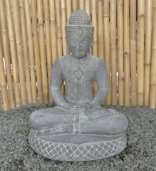 Artikelbild 2 des Artikels “Sitzender Buddha, Khmer-Stil, 71 cm Höhe, Flussstein “