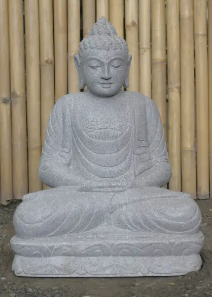 Artikelbild 2 des Artikels “Sitzender Buddha aus Riverstone in Dhyana-Stellung - Geste der Meditation, 60cm hoch, naturbelassen “