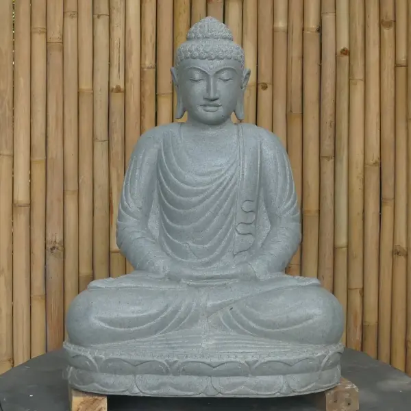Artikelbild 2 des Artikels “Sitzender Buddha aus Riverstone in Dhyana-Stellung - Geste der Meditation, H. 80cm. “