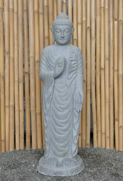 Artikelbild 2 des Artikels “Stehender Buddha mit Lotusblüte, ca. 124 cm H “