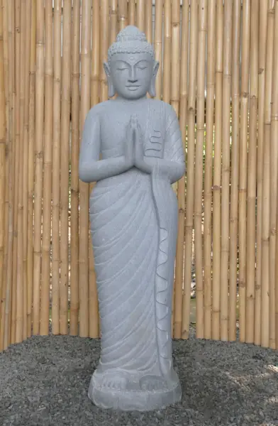 Artikelbild 2 des Artikels “Stehender Buddha aus Flussstein, Position Namaskara, H. 149 cm. “