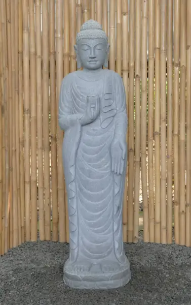 Artikelbild 2 des Artikels “Stehender Buddha mit Lotusblume, ca. 151 cm H “
