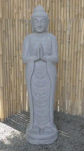 Artikelbild 2 des Artikels “Stehender Buddha aus Flussstein, Position Namaskara, H. 180cm. “