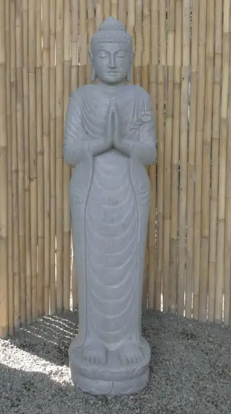 Artikelbild 2 des Artikels “Stehender Buddha aus Flussstein, Position Namaskara, H. 180cm. “