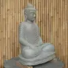 Product image 3 of the product “Seated Buddha made of Riverstone in Bhumisparsha - gesture of touching the earth, approx. 100cm height, natural ”