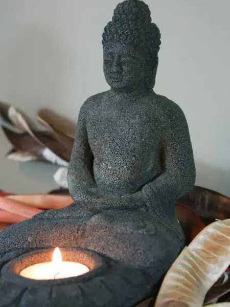 Product image 3 of the product “Seated Buddha with tealight, 18 cm H, olive ”