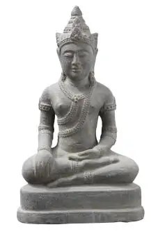 Product image 3 of the product “Buddha, sitting - Khmer, 30 cm high, cast lava stone, antique finish ”
