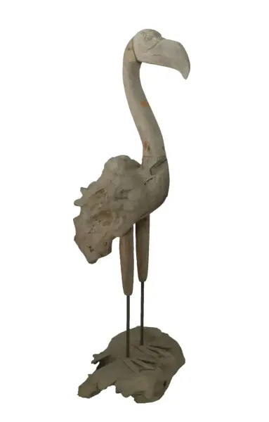 Artikelbild 3 des Artikels “Flamingo, hergestellt aus Teakholz-Wurzelstücken, ca. 1,10 mtr hoch. 2 Teile, Metallfüße. “
