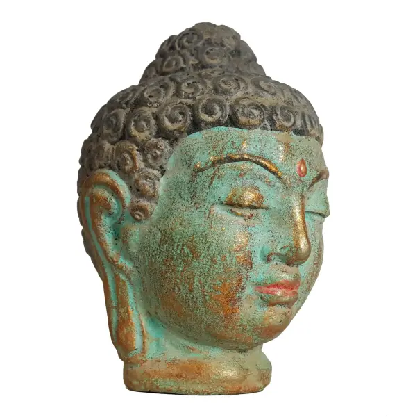 Artikelbild 3 des Artikels “Buddha-Kopf, Steinguss, handbemalt, ca. 12 cm “