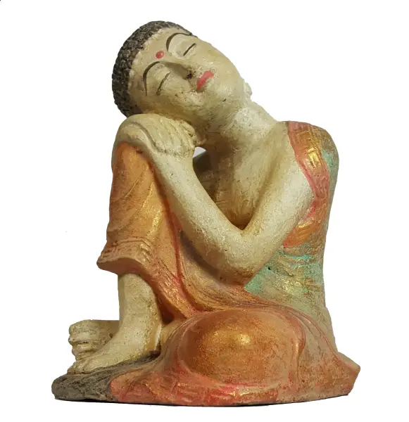Artikelbild 3 des Artikels “Buddha-Figur, sitzend, verträumt, Steinguss, handbemalt, 22 cm “