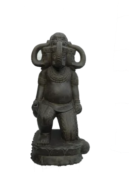 Artikelbild 3 des Artikels “Kniender Ganesha mit 3 Köpfen, 150cm Höhe. Eingefaerbt in der Farbe Antik-Finish “