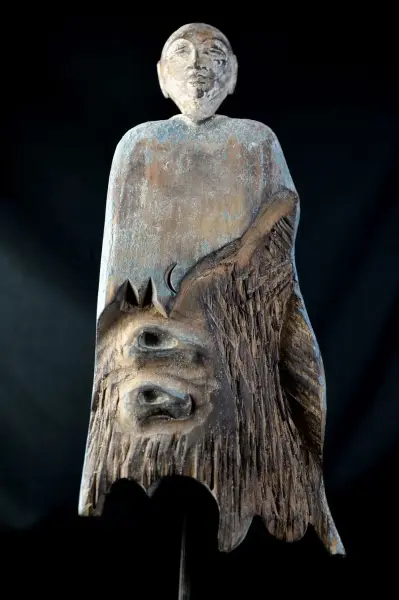 Artikelbild 3 des Artikels “Antiker Mönch, Statue aus Holz, handbemalt “