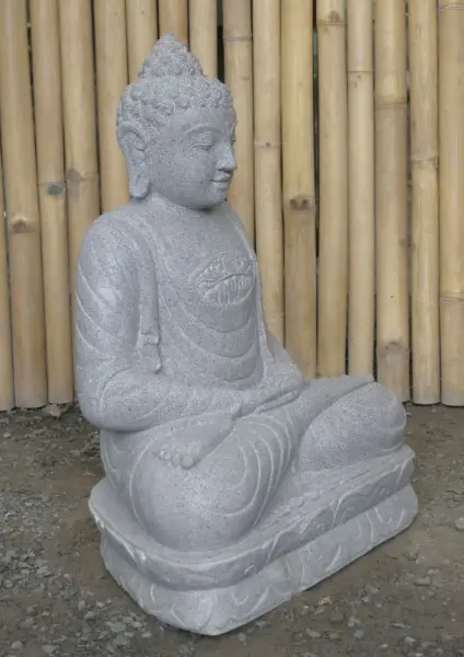 Artikelbild 3 des Artikels “Sitzender Buddha aus Riverstone in Dhyana-Stellung - Geste der Meditation, 60cm hoch, naturbelassen “
