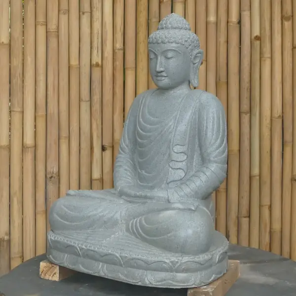 Artikelbild 3 des Artikels “Sitzender Buddha aus Riverstone in Dhyana-Stellung - Geste der Meditation, H. 80cm. “