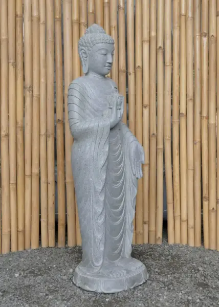 Artikelbild 3 des Artikels “Stehender Buddha mit Lotusblüte, ca. 124 cm H “