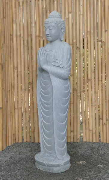 Artikelbild 3 des Artikels “Stehender Buddha aus Flussstein, Position Namaskara, H. 153cm. “