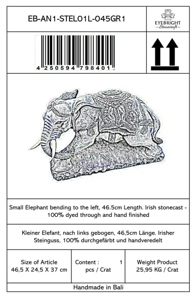 Artikelbild 4 des Artikels “Indra - Kleiner Elefant, nach links gebogen, 46,5cm L | Steinguss “